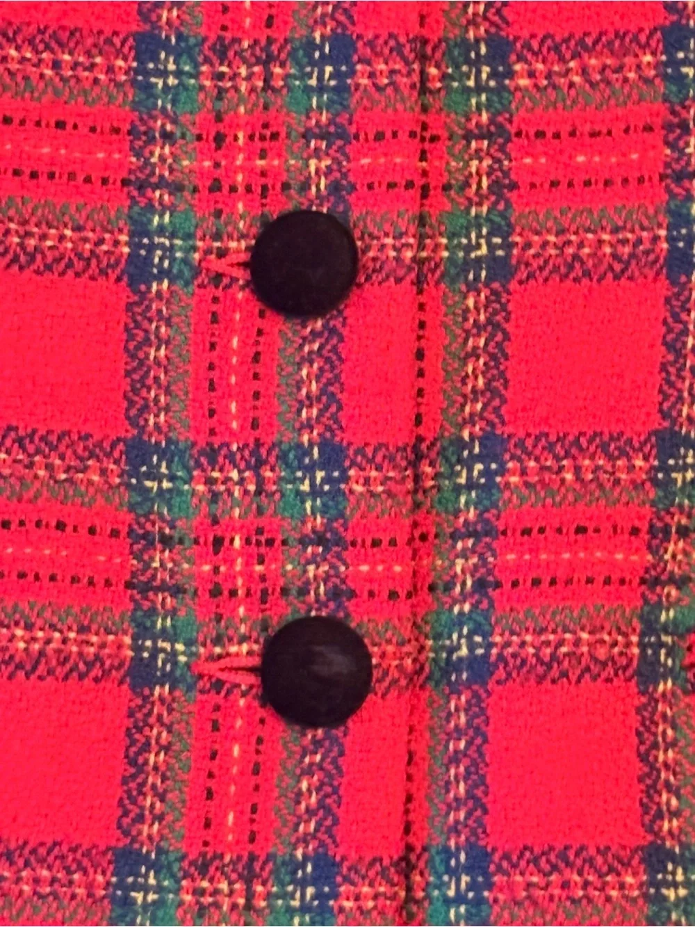 Vintage Talbots Red Plaid Tartan Wool Blazer Jacket Size 8 Black Velvet Collar